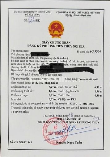 CẦN BÁN CANO CÂU CÁ – GIẤY TỜ CHÍNH CHỦ, ĐĂNG KIỂM ĐẾN 2027
