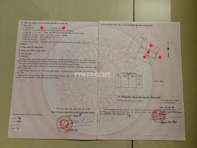 Cần Bán Gấp 119m2 giá chỉ 1tỷ830 tại xã Bà Điểm, Hóc Môn, Sổ Hồng Riên
