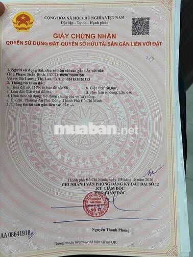 bán đất chính chủ đường thạnh lộc 14 đường 9m vỉa hè cây xanh