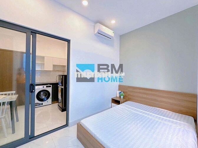 cho thuê căn hộ 1 phòng ngủ mới full nội thất có thang mấy giặt riêng