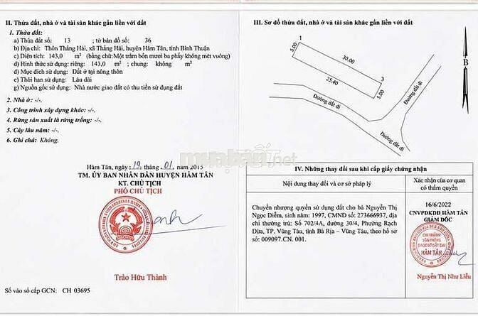 đất 2 mặt tiền liên xã Thắng Hải gần UBND