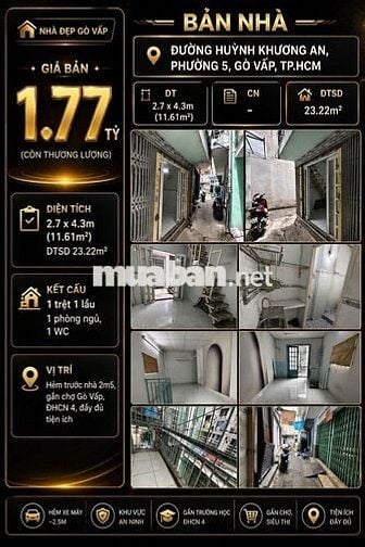 [SHR] Hẻm 4M - Phạm Văn Chiêu 17m2 1 Trệt 1 Lầu Full Nội Thất