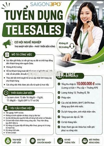 SAIGONBPO TUYỂN NHÂN VIÊN TELESALES LƯƠNG 25TR