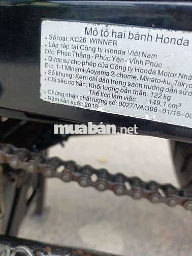 Honda Winner V1 2018 Đen 38592 km