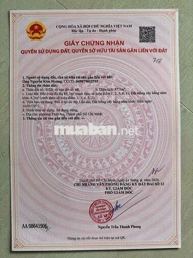 2 tỷ 850 Bán lô 88m2 Thạnh Xuân 52 đường xe hơi