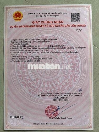 2 tỷ 850 Bán lô 88m2 Thạnh Xuân 52 đường xe hơi