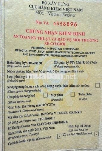 TOYOTA INNOVA V TỰ ĐỘNG 8 CHỖ,CHẤT ZIN NHIỀU