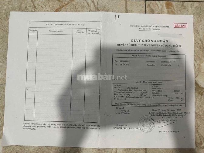 MT Nguyễn Thiệu Lâu, Q. Tân Phú dt92m2 đất đúc thật BTCT 2 lầu 4pn