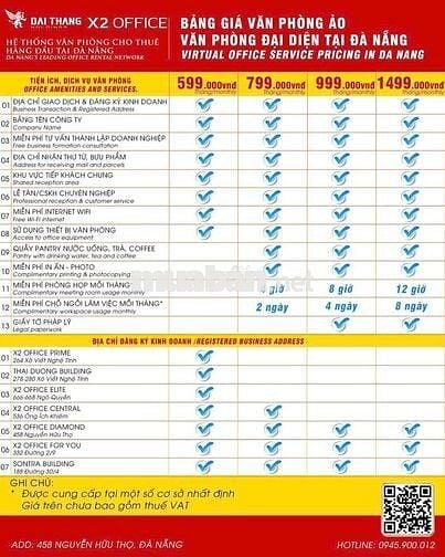 VĂN PHÒNG ẢO TẠI ĐÀ NẴNG CHỈ TỪ 599K/ THÁNG