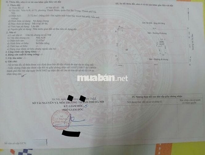 Căn hộ tập thể sổ đỏ diện tích lớn 53 m² – Tiềm năng đầu tư cao