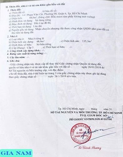 BÁN NHÀ MẶT TIỀN KINH DOANH : 304 PHẠM VĂN CHÍ - P. 4 - Q. 6 - TPHCM