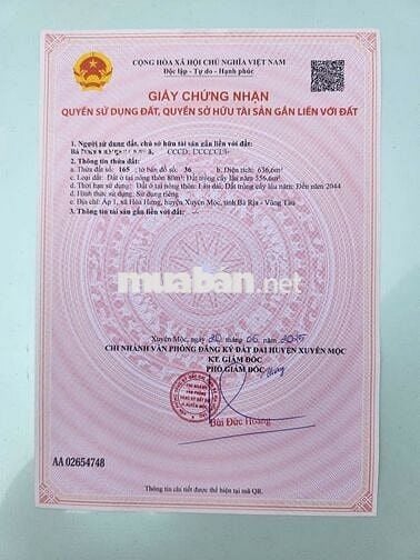 Bán 5 lô liền kề, cách TL328 khoảng 100m, Hòa Hưng, Xuyên Mộc, BR-VT