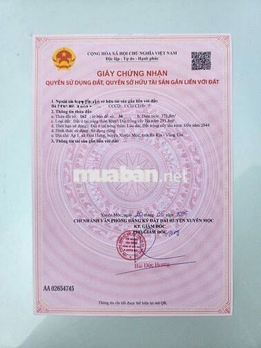 Bán 5 lô liền kề, cách TL328 khoảng 100m, Hòa Hưng, Xuyên Mộc, BR-VT