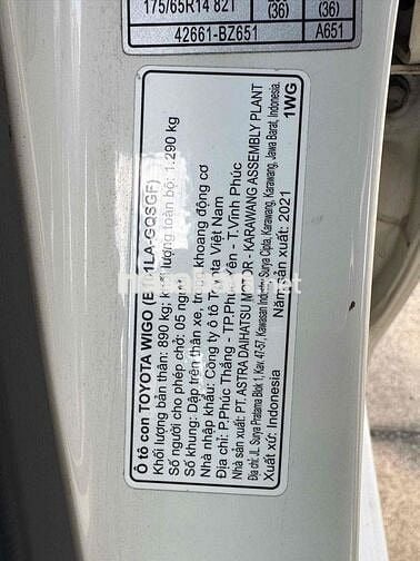 Toyota Wigo G 2021 Số tự động Trắng