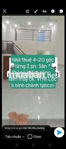 Nhà thuê 4*20 Gác Lửng .xe hơi vào. Đường vĩnh lộc B bình chánh tphcm