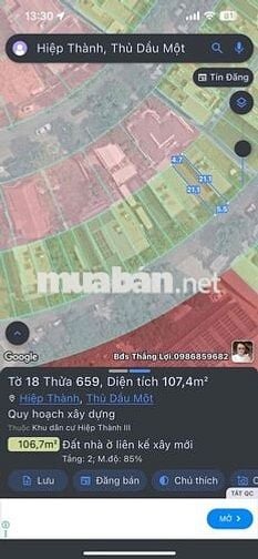 Đất KDC Hiệp Thành 3 DT 5x20 full thổ cư giá 4ty450