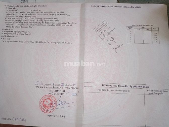 Bán Vội 107m2 giá 1,29tỷ đường Giồng Cát tại xã Tân Phú Trung, Củ Chi,