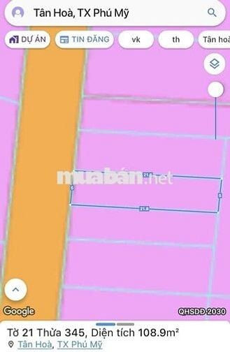 5x21,8 full thổ cư -Tân Hoà , phú Mỹ -Mặt tiền nhựa , cần bán gấp