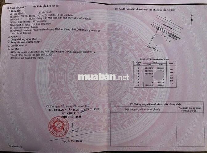 Tôi bán lô đất 100m2 giá 750tr ngay chợ Việt Kiều Tân Thông Hội Củ Chi