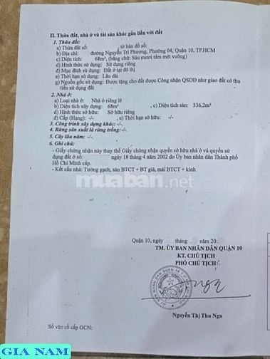 BÁN NHÀ MẶT TIỀN KINH DOANH : 378 NGUYỄN TRI PHƯƠNG - P. 4 - Q. 10-HCM
