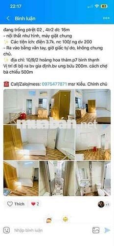 chính chủ đang trống phòng gần bv ung bứu