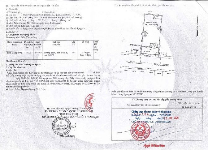 Bán tòa vp Nguyễn Quang Bích, Tân Sơn Hòa, 256m², hầm 7 tầng, 75 tỷ