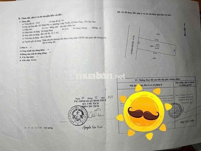 ⚡ BÁN NHÀ THỔ CƯ 61,2M2 HẺM 4M - P. LONG TUYỀN, BÌNH THỦY ⚡  🆘 Anh Em