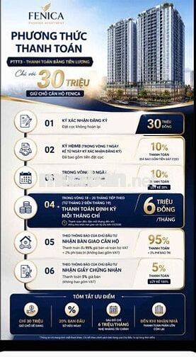 Thanh toán 6tr/tháng. 10% kí HĐMB căn hộ liền kề Vsip 1