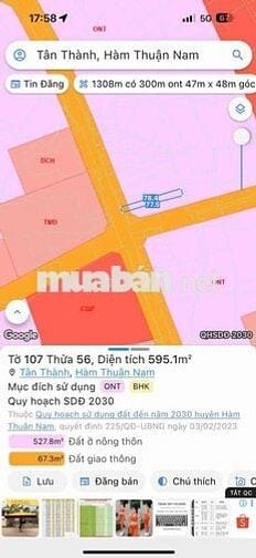 Mặt tiền DT719 lộ giới 42m, cách biển Kê Gà khoảng 450m