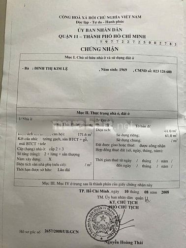 BÁN NHÀ 2 HẺM 2M THÁI PHIÊN, P.2, Q.11, 5.9 TỶ.