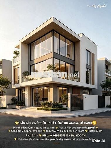 nhà căn góc 2 Mt.90m2 .ngang 7x14.gia 5.1 tỷ . ALUGA trần anh long an