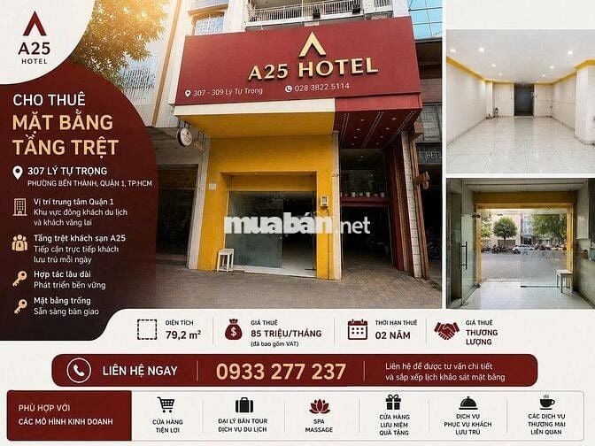 CHO THUÊ MẶT BẰNG TẦNG TRỆT – KHÁCH SẠN A25
