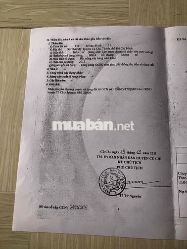 Cần bán đất ỏ xã Thái Mỹ( p Thái Mỹ) Củ Chi