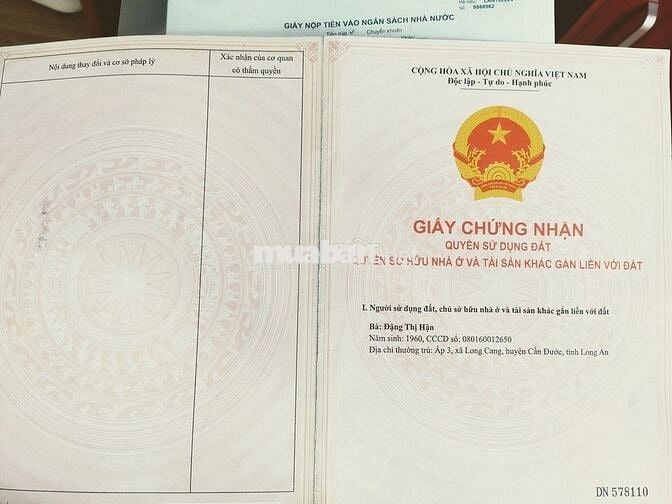 CHÍNH CHỦ BÁN ĐẤT THỔ CƯ XÃ LONG CANG – CẦN ĐƯỚC, LONG AN