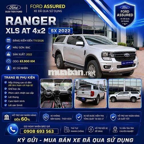 Ford Ranger XLS AT 4x2 2022 Bạc 63.900 Km