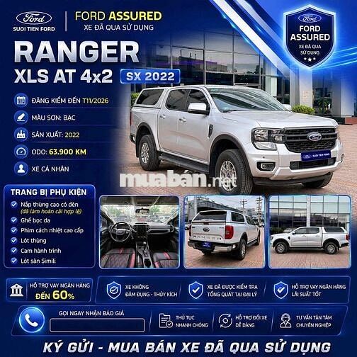Ford Ranger XLS AT 4x2 2022 Bạc 63.900 Km