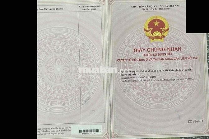 Chính chủ bán đất 147,1m² Hóc Môn - Gần BV Đa khoa - Sổ hồng riêng - 1