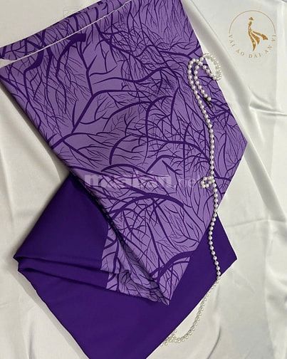 Bộ vải tím in cành lá đẹp xỉuuuu - tone tím lavender kết hợp họa tiết 