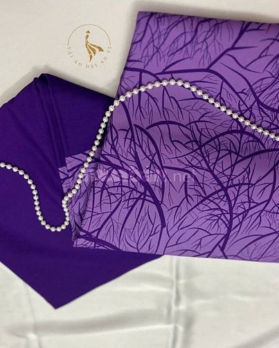 Bộ vải tím in cành lá đẹp xỉuuuu - tone tím lavender kết hợp họa tiết 