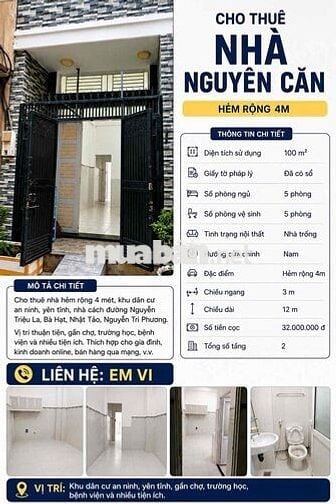 Cho Thuê Nguyên Căn Nguyễn Tiểu La Q10 làm VP,ở,kinh doanh
