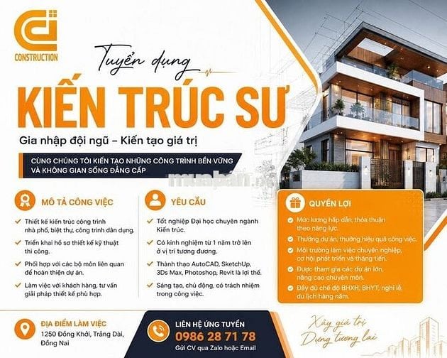 [KO CẦN KN] KIẾN TRÚC SƯ MỚI RA TRƯỜNG ĐỒNG NAI