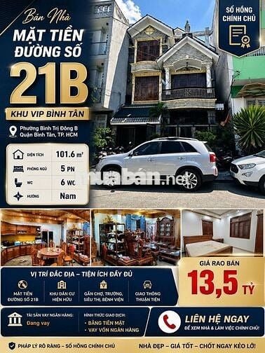 Mặt tiền kép Đ. 21B - Bình Tân - Ngộp Ngân hàng