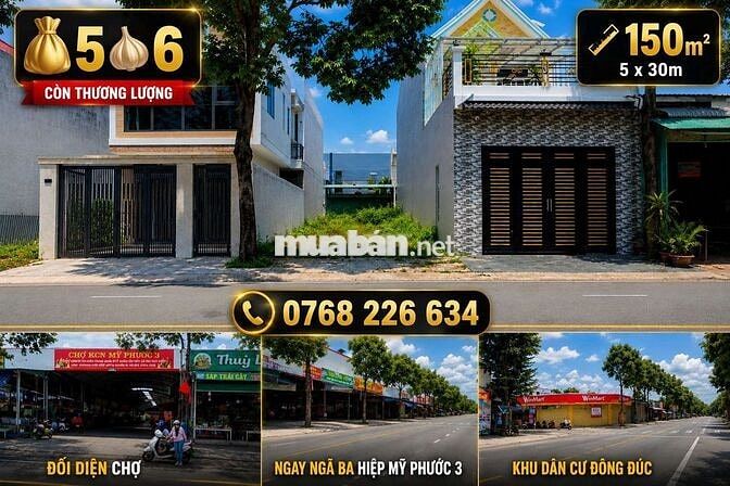 Đối diện chợ ngay ngã ba Hiệp Mỹ Phước 3, Bến Cát • 150m² 💰5🧄6