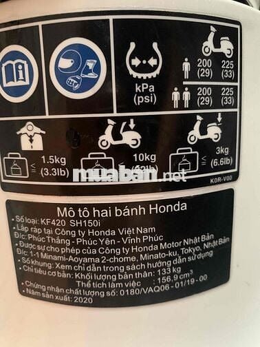 honđa sh 150i 2020, nguen ban 100/00