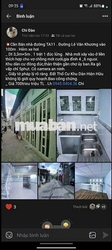CẦN TIỀN BÁN NHÀ LÊ VĂN KHƯƠNG