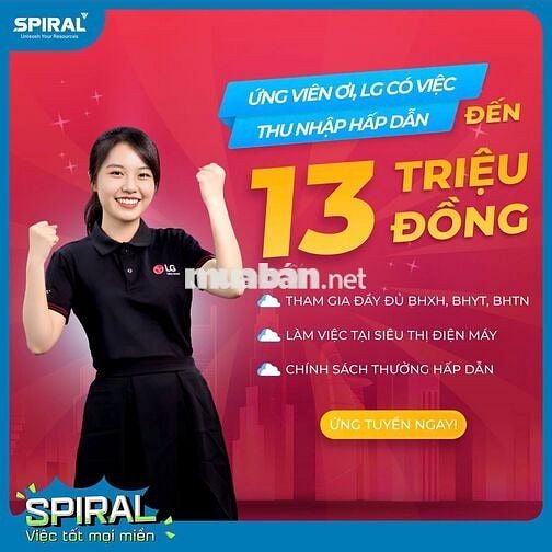 HƯNG YÊN - TUYỂN DỤNG NHÂN VIÊN BÁN HÀNG LG 
