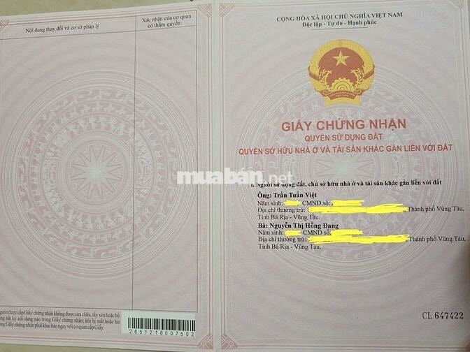 Bán nhà riêng 2 tầng chính chủ Vũng Tàu 142m2. Giá 8,5 tỷ