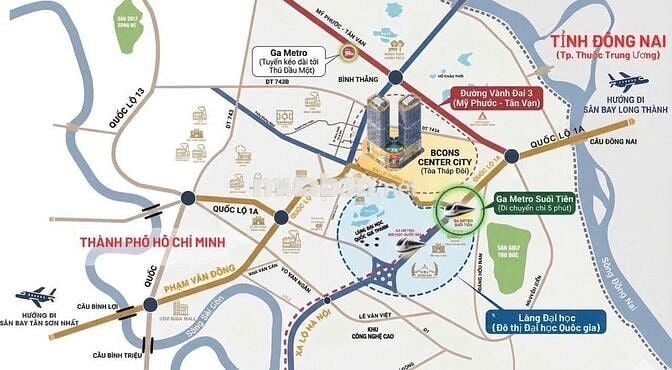 Chỉ 2,8 Tỷ - Căn Hộ 2PN+2WC Bcons Center City, Thanh Toán 1%/Tháng