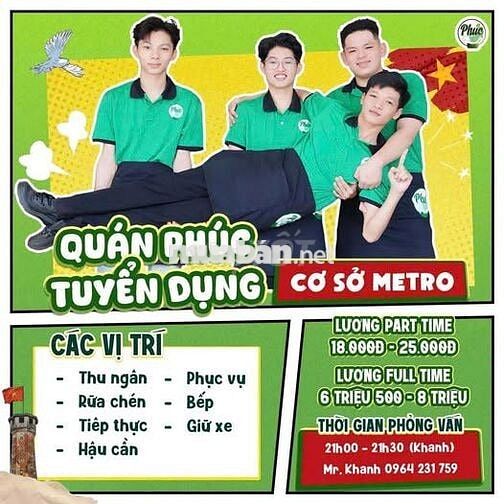 [KO CẦN KN] NHÂN VIÊN QUÁN CẦN THƠ