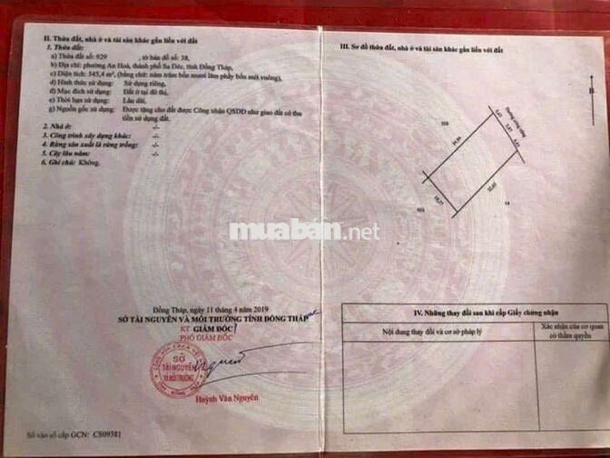 Bán Gấp đất thổ cư gần công viên Sa Đéc 